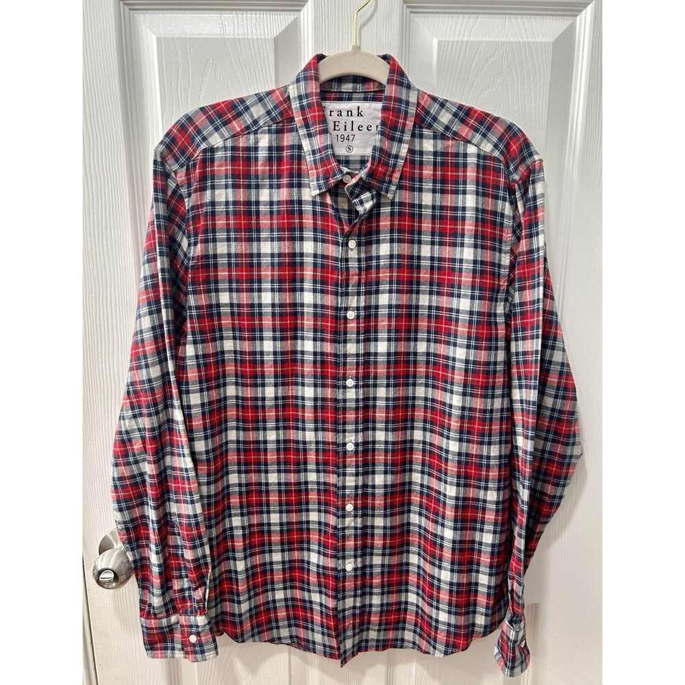 Frank & Eileen Finbar Red Blue Gray Plaid Button Down Long Sleeve Shirt Small